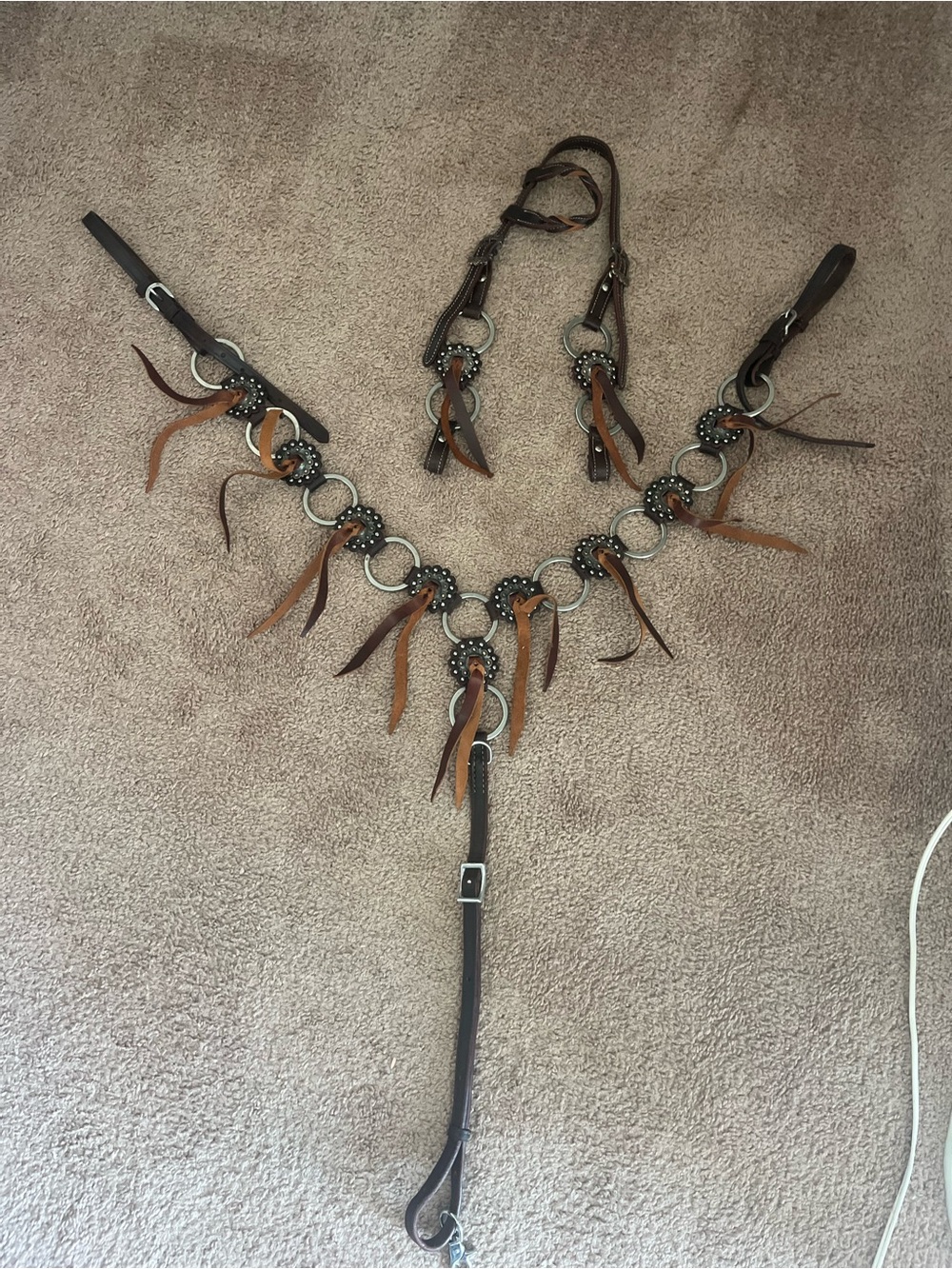 Hand made headstall and breast collar set